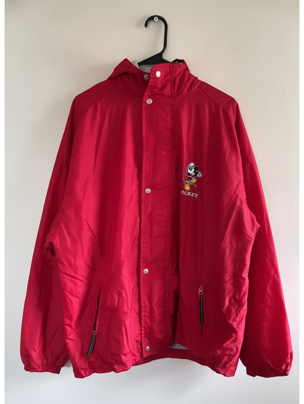 Rare Vintage Disney Mickey Mouse Red Nylon & Polyester Windbreaker Jacket XXL